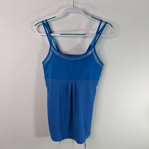 Sketchers Blue Camisole Tank Athletic Top Shelf Bra XL Ruched Sides